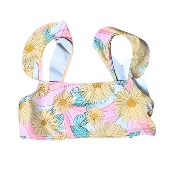 Billabong Bralette Bikini Top Ruffle Straps Square Neck Floral Multicolor G 10 - Picture 2 of 5